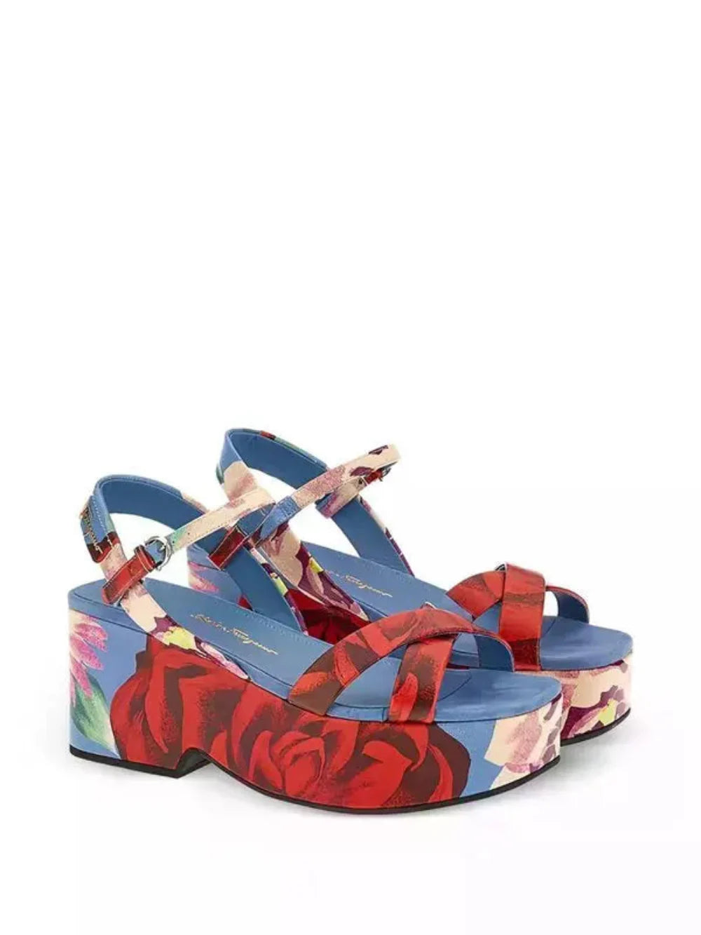 Salvatore Ferragamo Woman's Floral-Print Platform Sandals