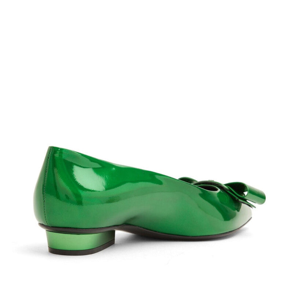 Salvatore Ferragamo Woman's Vara Green Patent Leather Flats