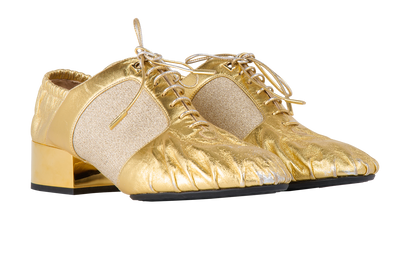 Salvatore Ferragamo Woman's Gold Lace-Up Dance Shoes