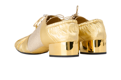 Salvatore Ferragamo Woman's Gold Lace-Up Dance Shoes