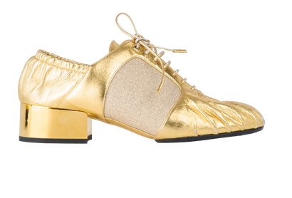 Salvatore Ferragamo Woman's Gold Lace-Up Dance Shoes