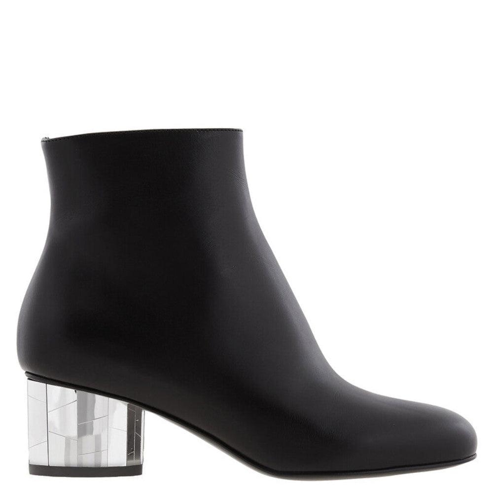 Salvatore Ferragamo Woman's Black Block-Heel Ankle Boots