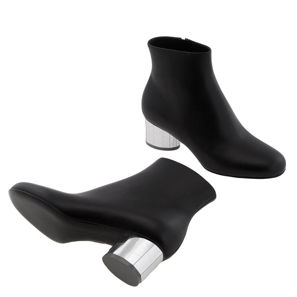 Salvatore Ferragamo Woman's Black Block-Heel Ankle Boots