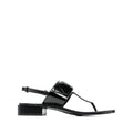 Salvatore Ferragamo Woman's Black Logo-Plaque Detail Thong Sandals