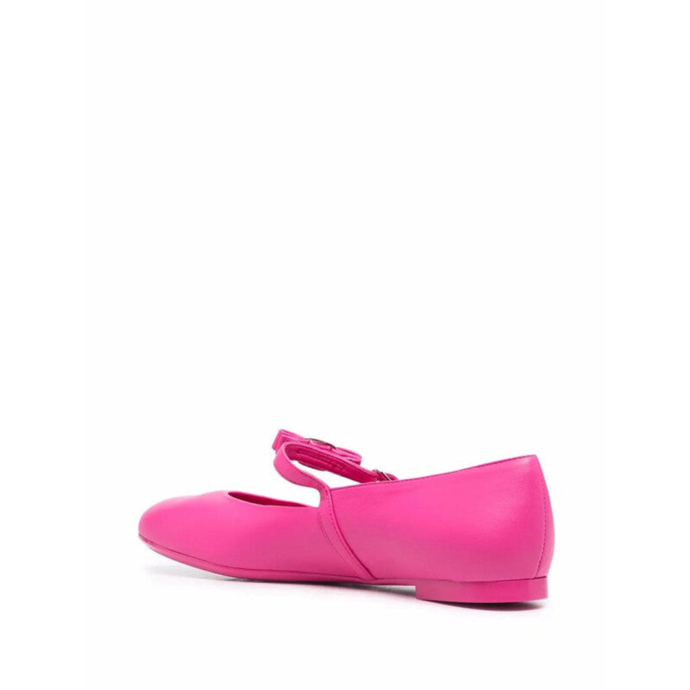 Salvatore Ferragamo Woman's Pink Ankle-Strap Ballerina Flats
