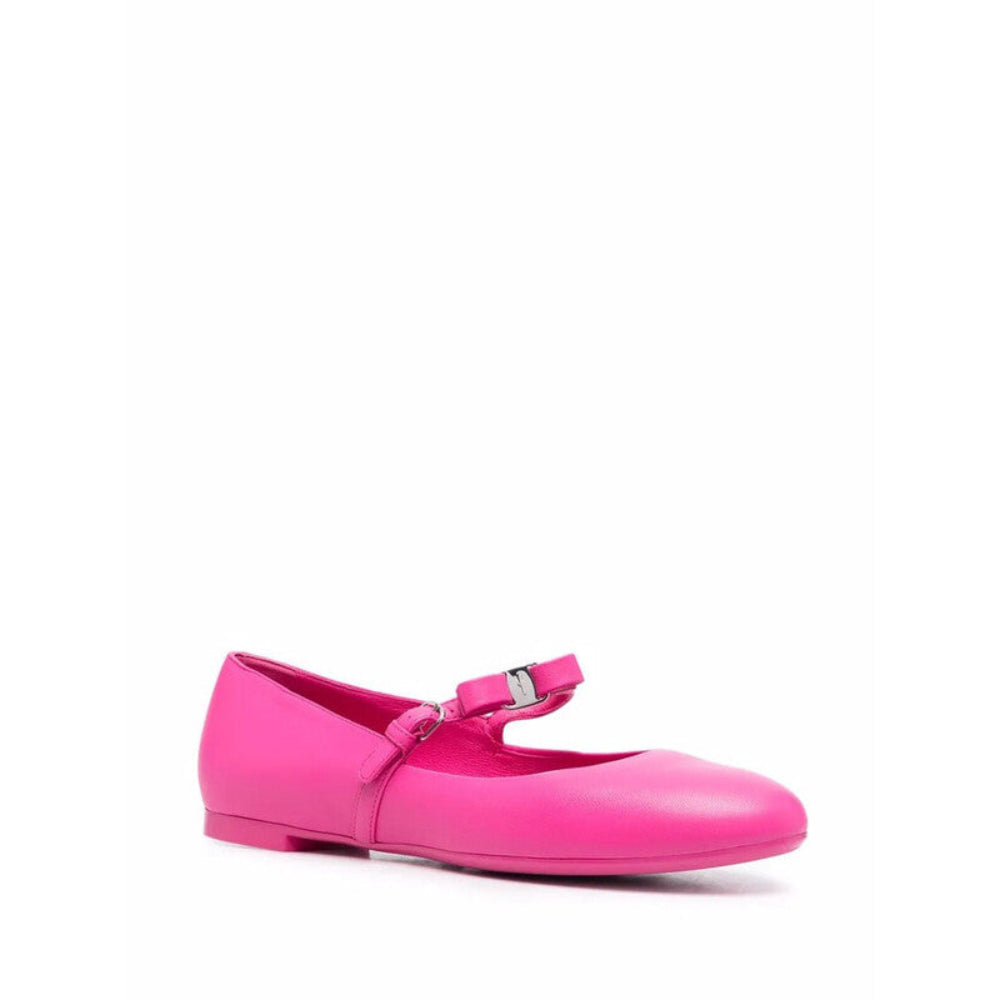 Salvatore Ferragamo Woman's Pink Ankle-Strap Ballerina Flats