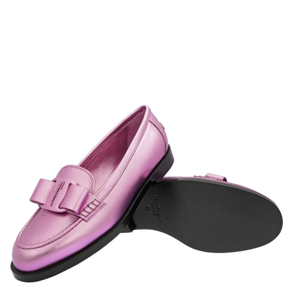 Salvatore Ferragamo Woman's Viva Maxi Bow Laminated Loafers