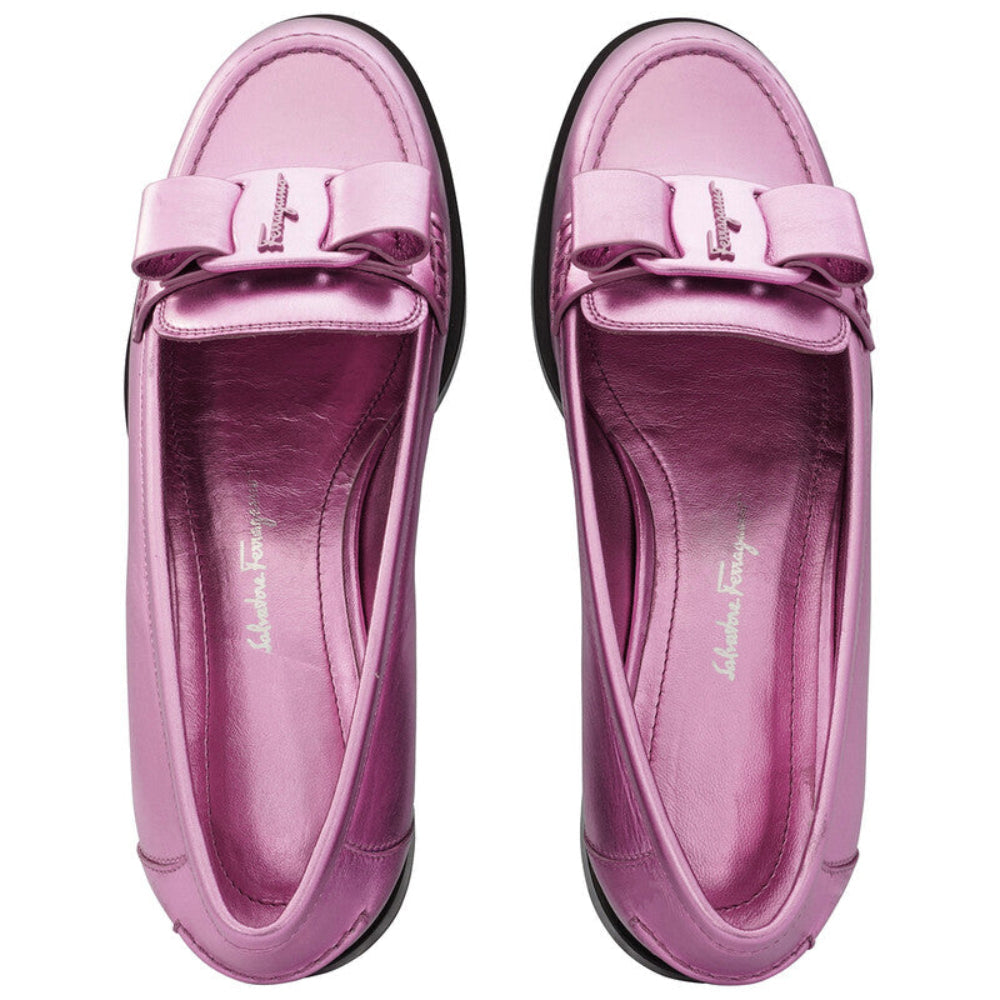 Salvatore Ferragamo Woman's Viva Maxi Bow Laminated Loafers