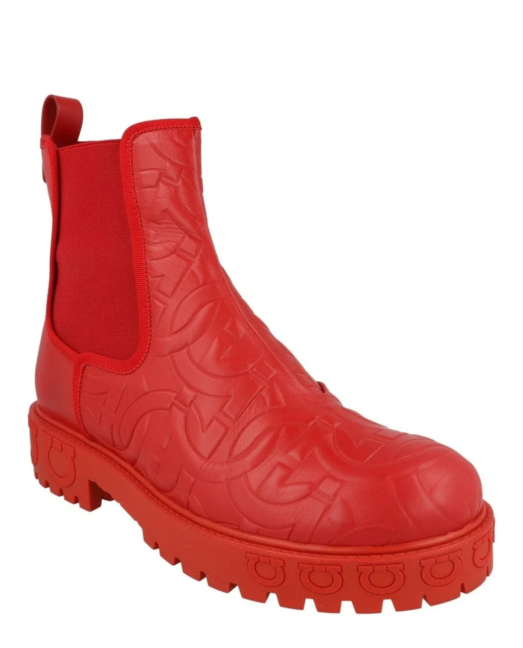 Salvatore Ferragamo Woman's Red Varsi Gancini Chelsea Boots