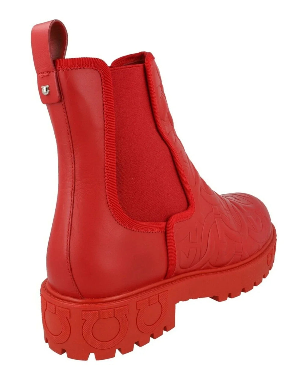 Salvatore Ferragamo Woman's Red Varsi Gancini Chelsea Boots