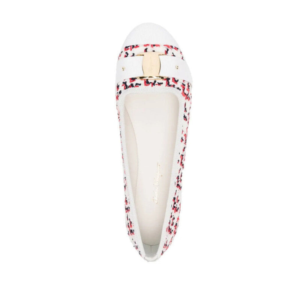 Salvatore Ferragamo Woman's White Vara Ballerina Flats