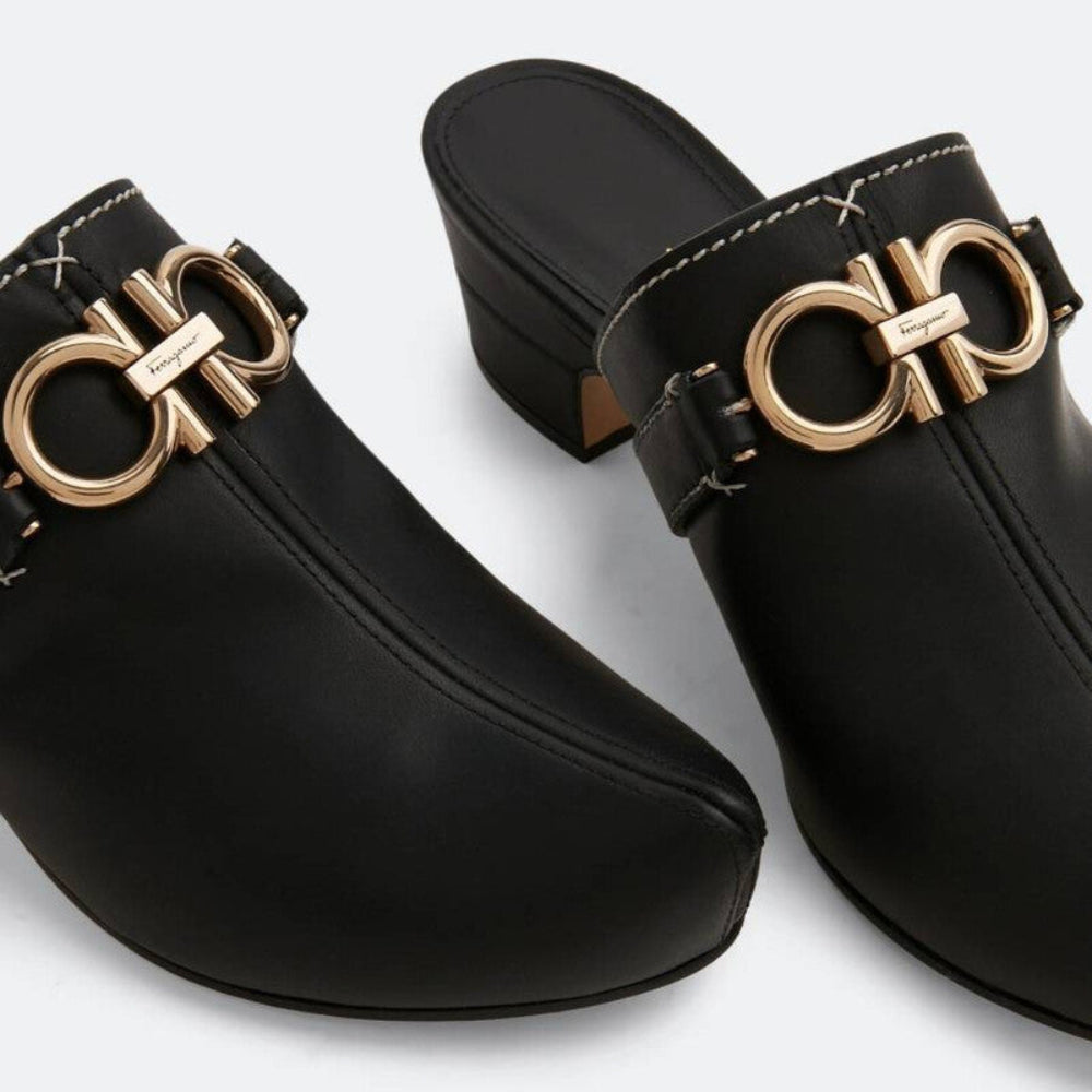 Salvatore Ferragamo Woman's Phobos Leather Gancini Mules