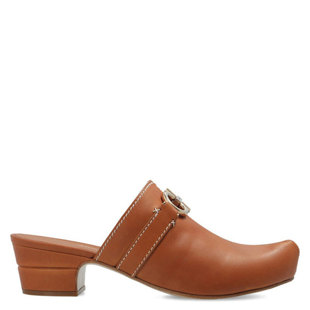 Salvatore Ferragamo Woman's Phobos Leather Gancini Mules