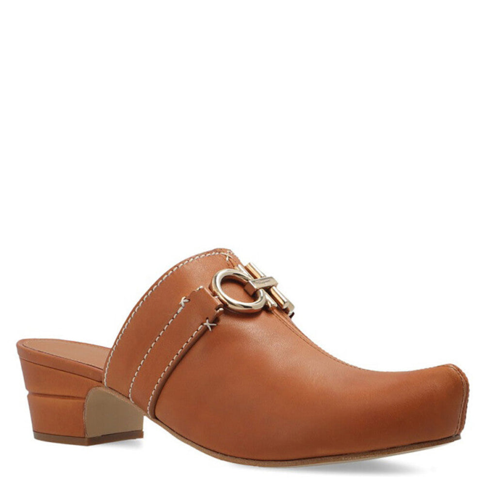 Salvatore Ferragamo Woman's Phobos Leather Gancini Mules