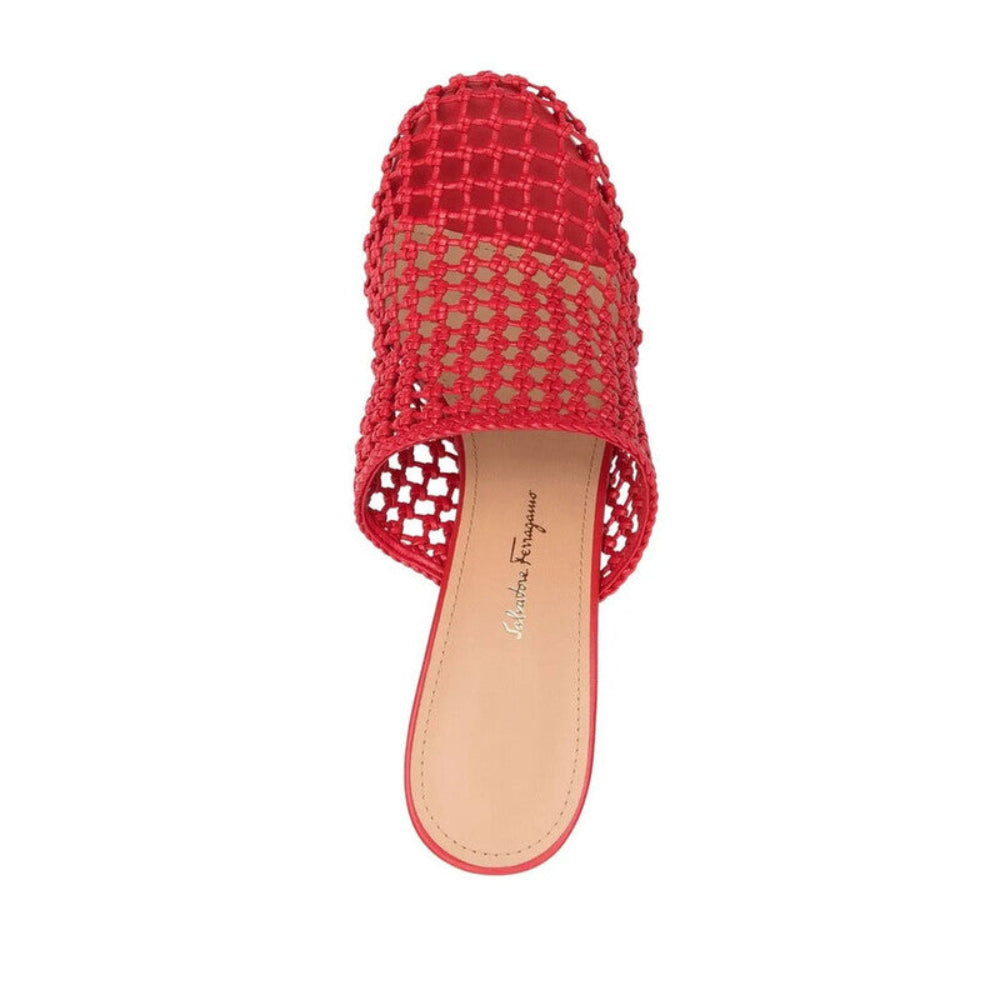 Salvatore Ferragamo Woman's Ellas X5 Interwoven Mules Heels