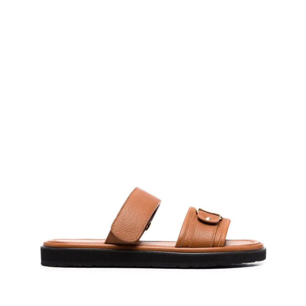 Salvatore Ferragamo Woman's Beige Brown Vara Touch-Strap Sandals