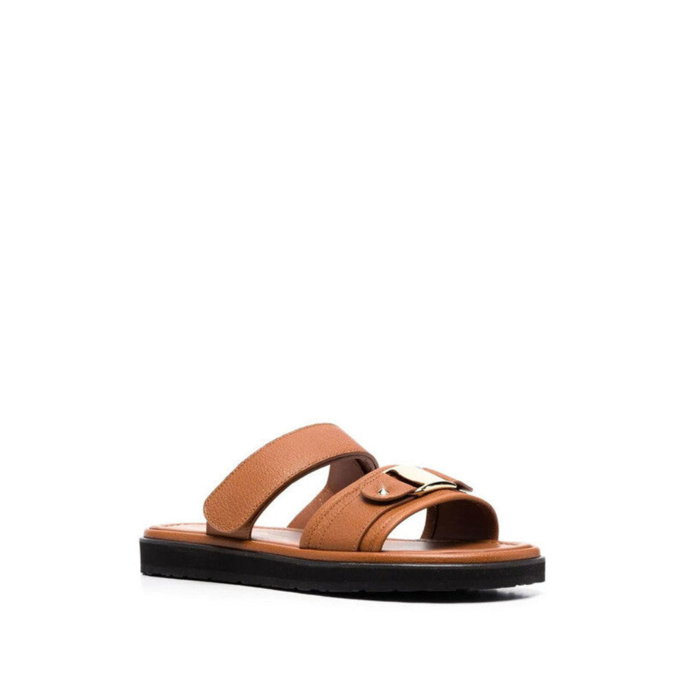 Salvatore Ferragamo Woman's Beige Brown Vara Touch-Strap Sandals