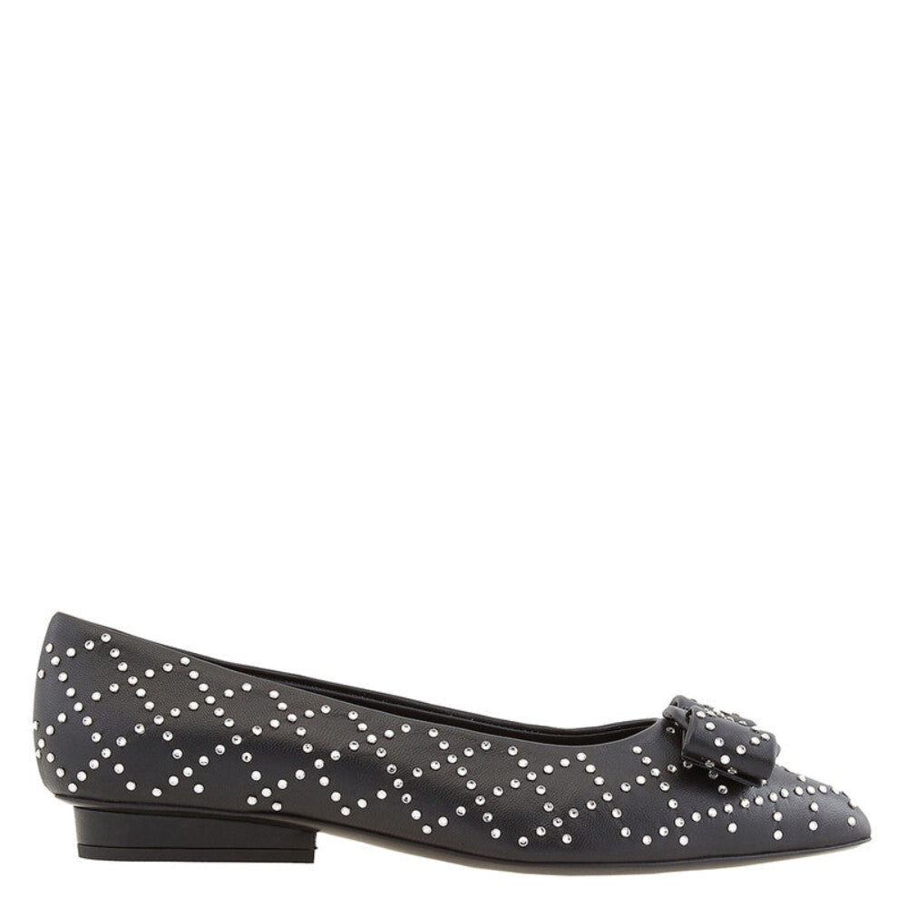 Salvatore Ferragamo Woman's Black Viva Embellished Ballet Flats