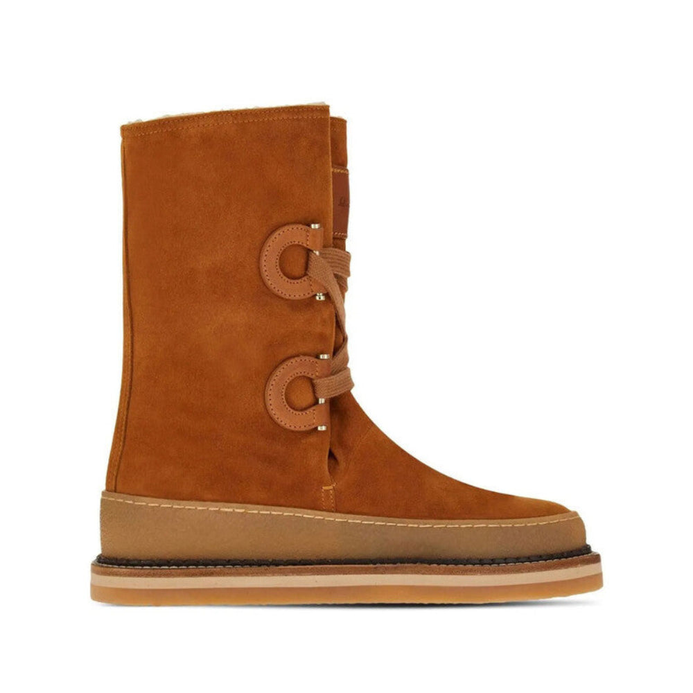 Salvatore Ferragamo Woman's Calf-Length Suede Boots