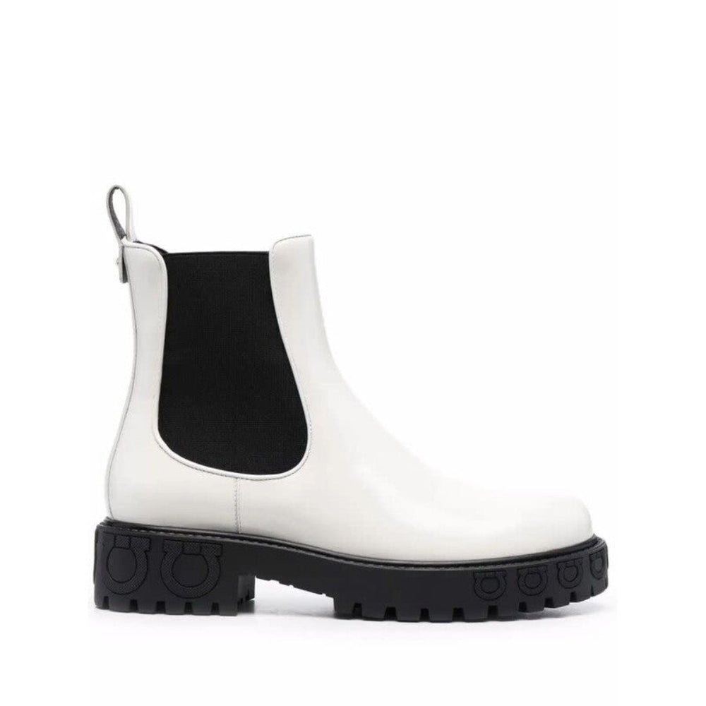 Salvatore Ferragamo Woman's White Leather Ankle Boots