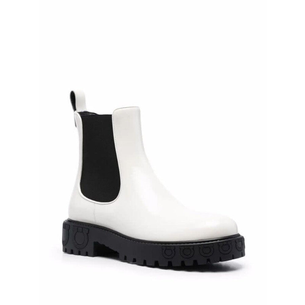 Salvatore Ferragamo Woman's White Leather Ankle Boots