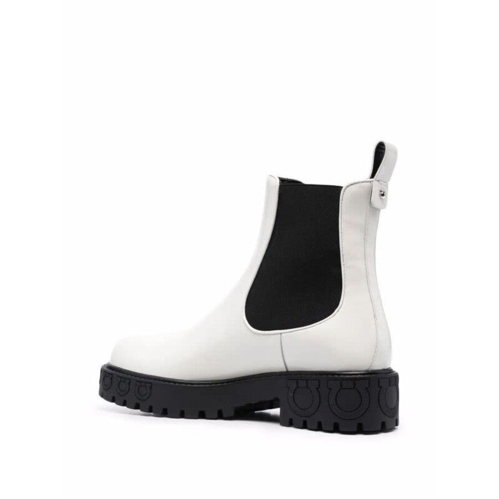 Salvatore Ferragamo Woman's White Leather Ankle Boots