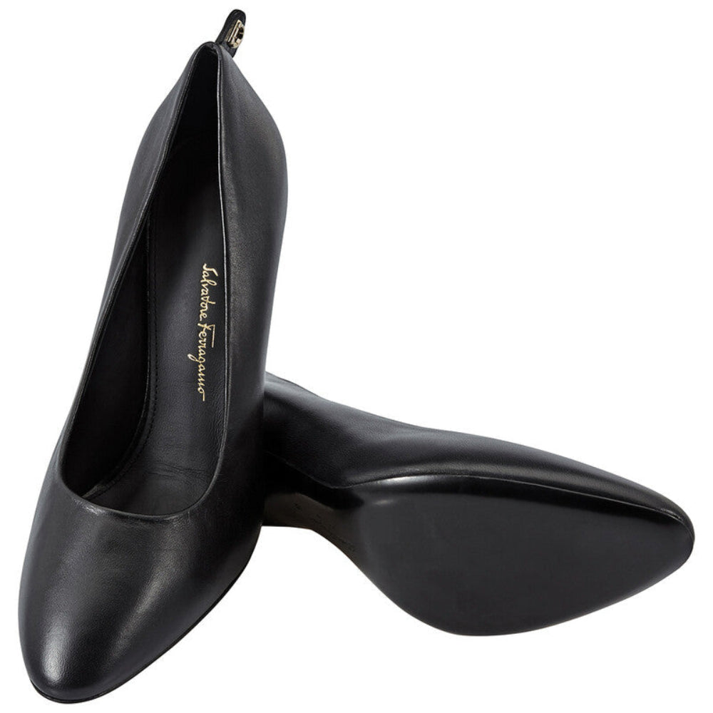 Salvatore Ferragamo Woman's Black Leather Pumps Heels