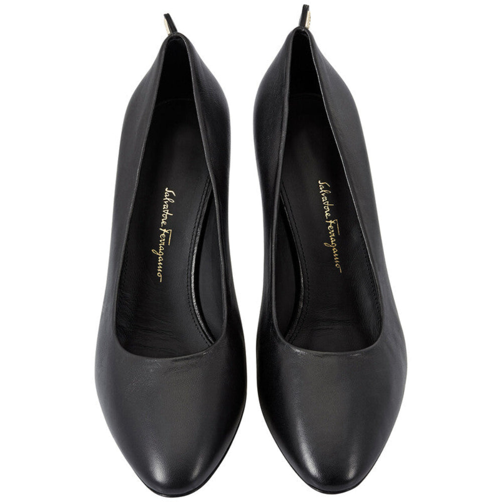 Salvatore Ferragamo Woman's Black Leather Pumps Heels