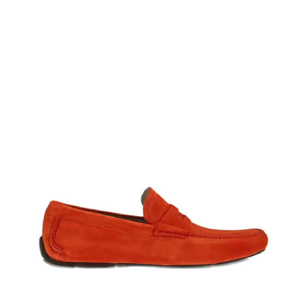 Salvatore Ferragamo Men's Red Suede Penny Loafers