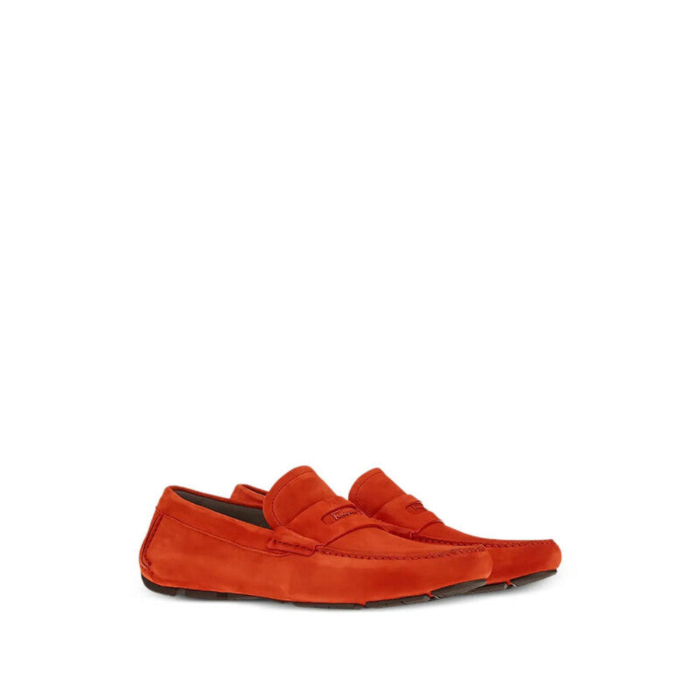 Salvatore Ferragamo Men's Red Suede Penny Loafers