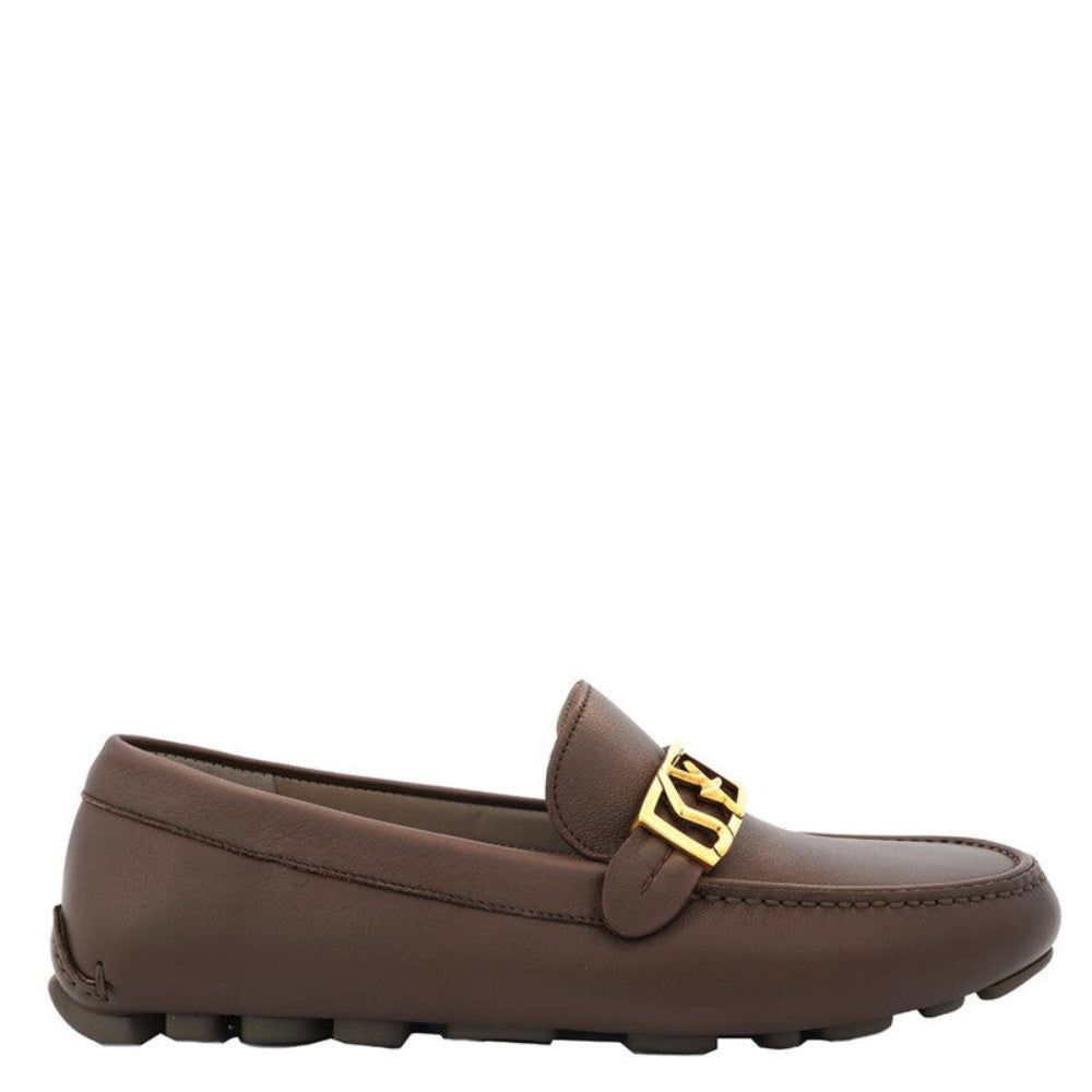 Salvatore Ferragamo Men's Brown Nevada Leather Driver Loafers