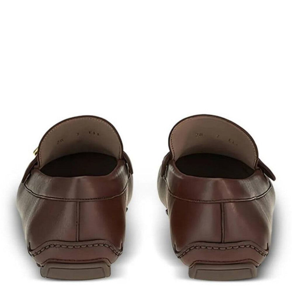 Salvatore Ferragamo Men's Brown Nevada Leather Driver Loafers