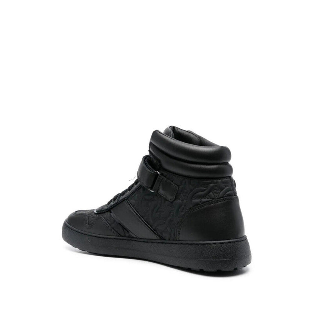 Salvatore Ferragamo Men's Gancini Embossed High-Top Strap Sneakers