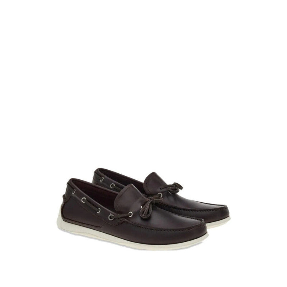 Salvatore Ferragamo Men's Peppercorn Leather Boat Shoes