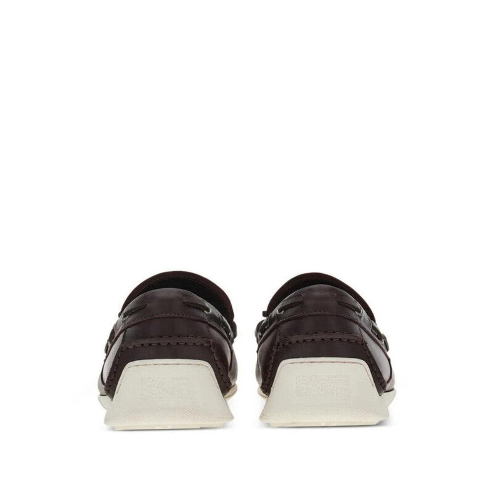 Salvatore Ferragamo Men's Peppercorn Leather Boat Shoes