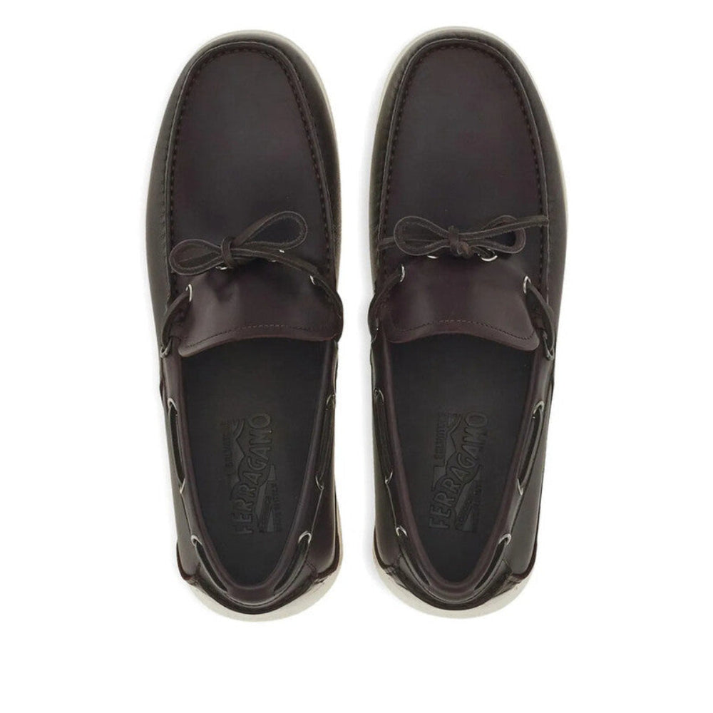 Salvatore Ferragamo Men's Peppercorn Leather Boat Shoes