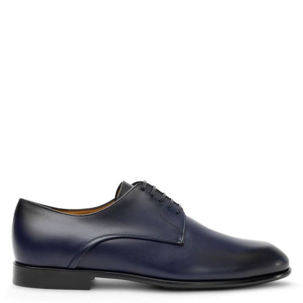 Salvatore Ferragamo Men's Blue Fosco Leather Derby Shoes
