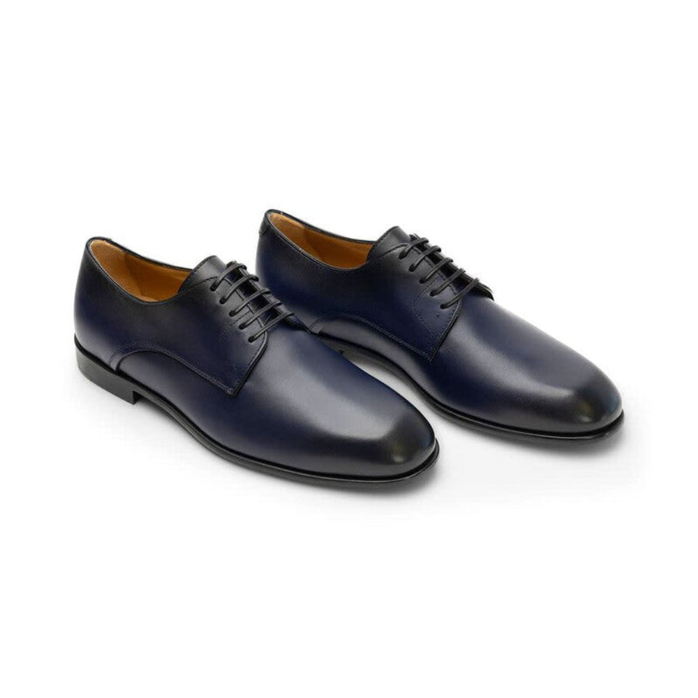 Salvatore Ferragamo Men's Blue Fosco Leather Derby Shoes