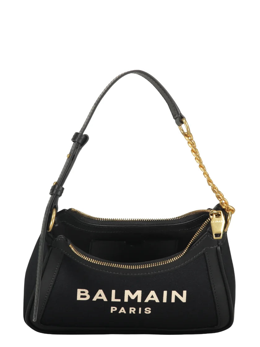 Balmain B-Army Shoulder Canvas and Leather Bag