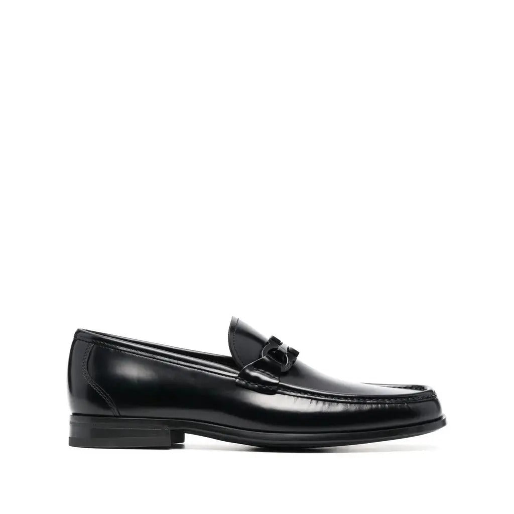 Salvatore Ferragamo Men's Black Gancini Leather Loafers