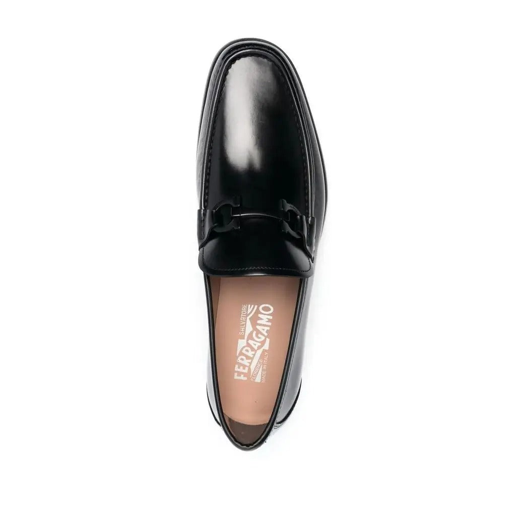 Salvatore Ferragamo Men's Black Gancini Leather Loafers