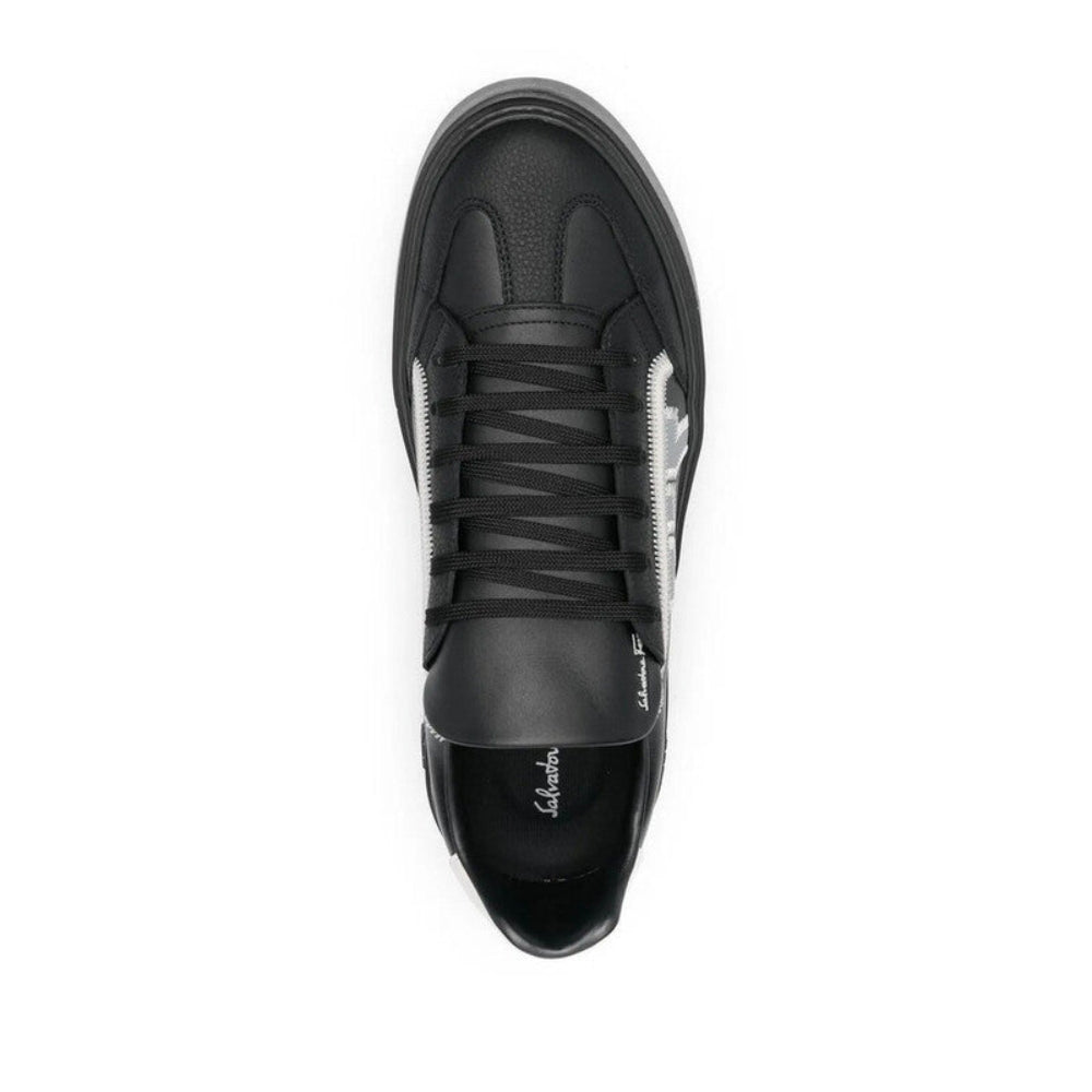 Salvatore Ferragamo Men's Black Gancini Print Low-Top Sneakers