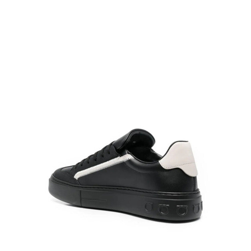 Salvatore Ferragamo Men's Black Gancini Print Low-Top Sneakers
