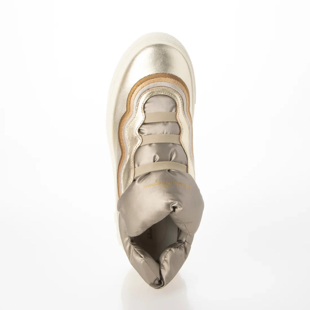 Salvatore Ferragamo Woman's Gancini Gold Metallic Platform Sneakers
