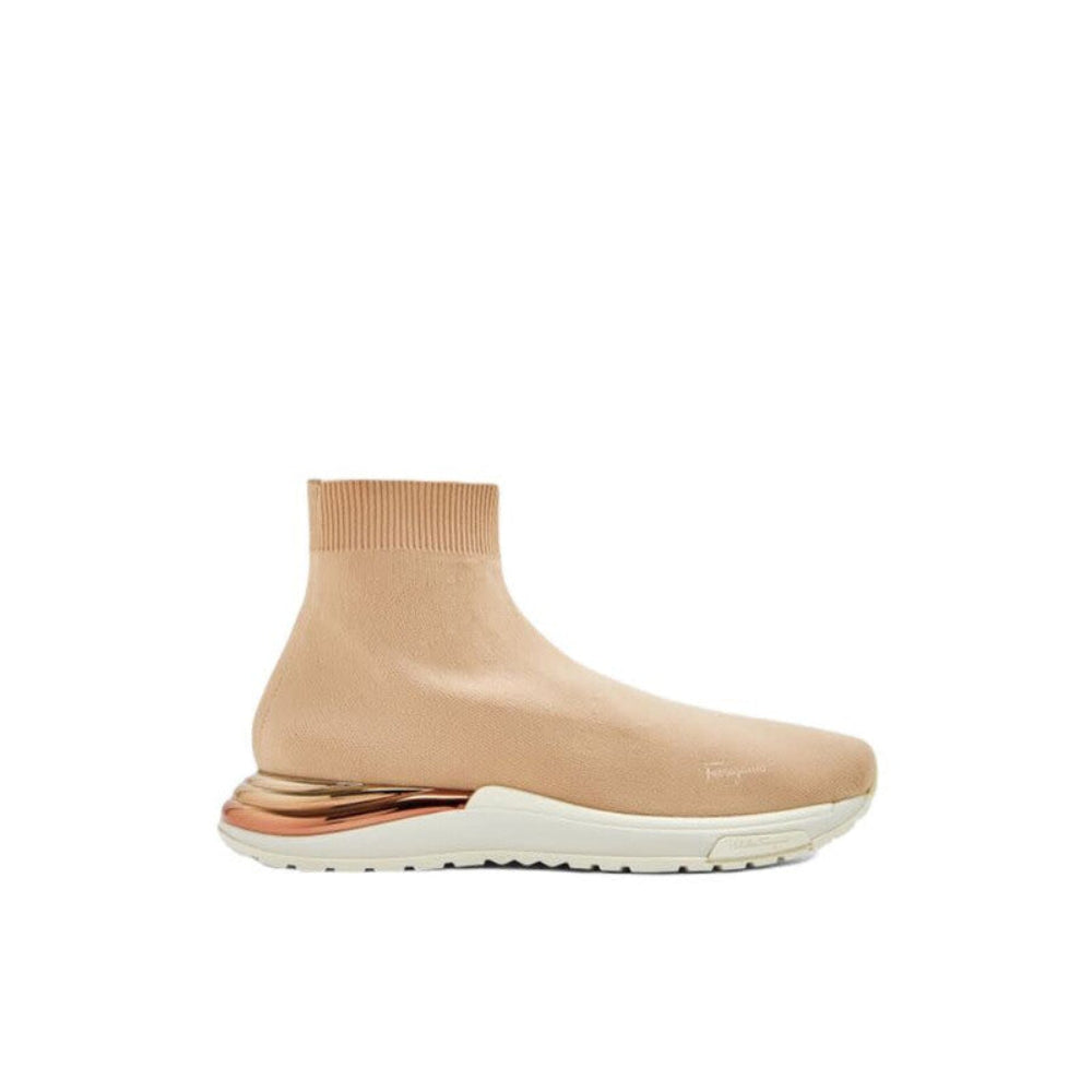 Salvatore Ferragamo Woman's Beige Ninette Sock Sneakers