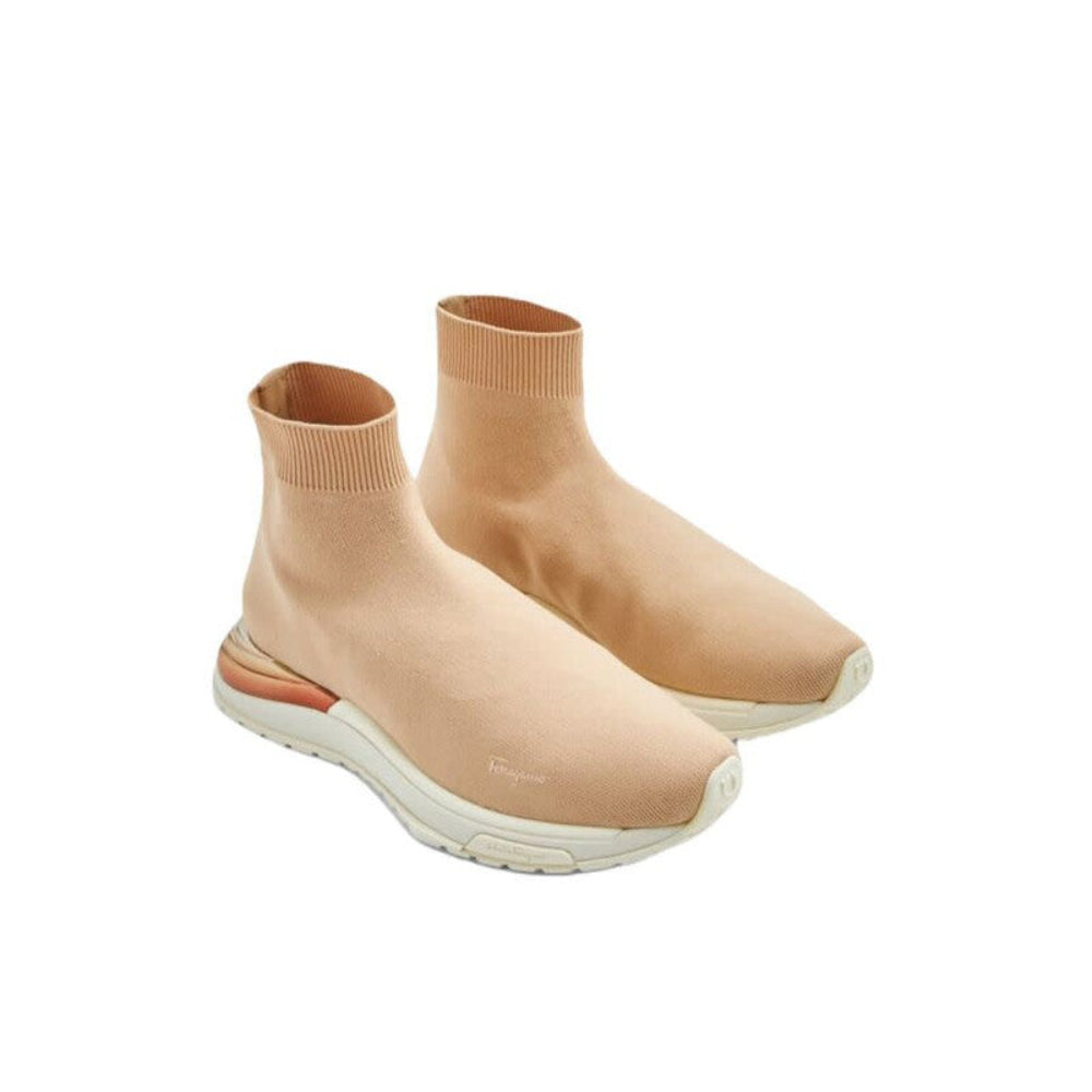 Salvatore Ferragamo Woman's Beige Ninette Sock Sneakers