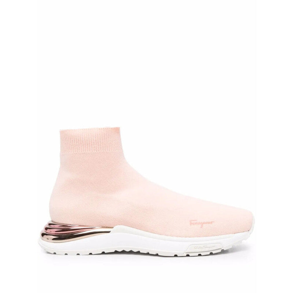 Salvatore Ferragamo Woman's Pink Ninette High-Top Sock Sneakers