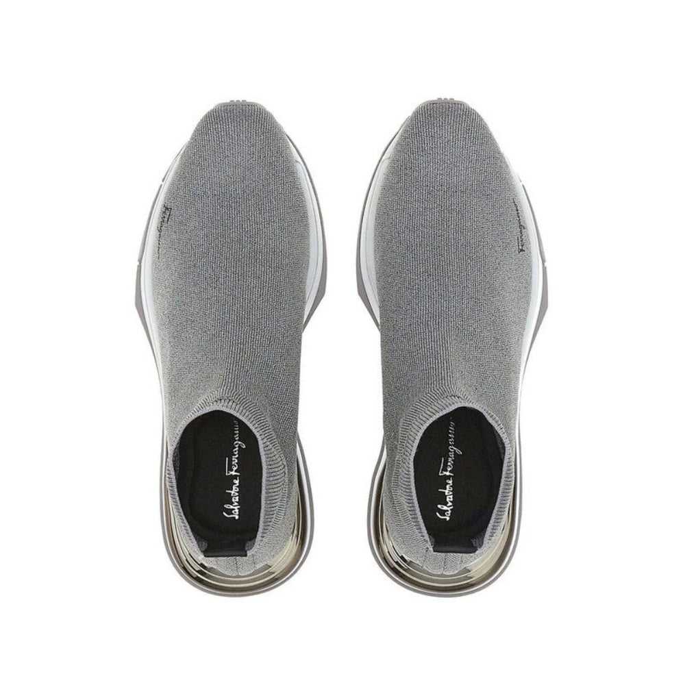 Salvatore Ferragamo Woman's Light Grey Ninette Sock Sneakers