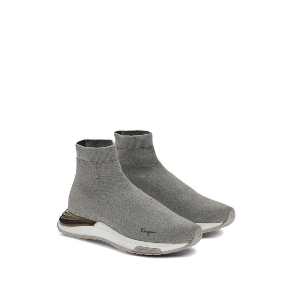 Salvatore Ferragamo Woman's Light Grey Ninette Sock Sneakers