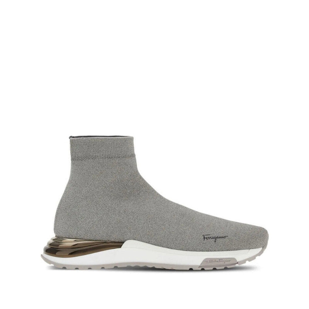Salvatore Ferragamo Woman's Light Grey Ninette Sock Sneakers